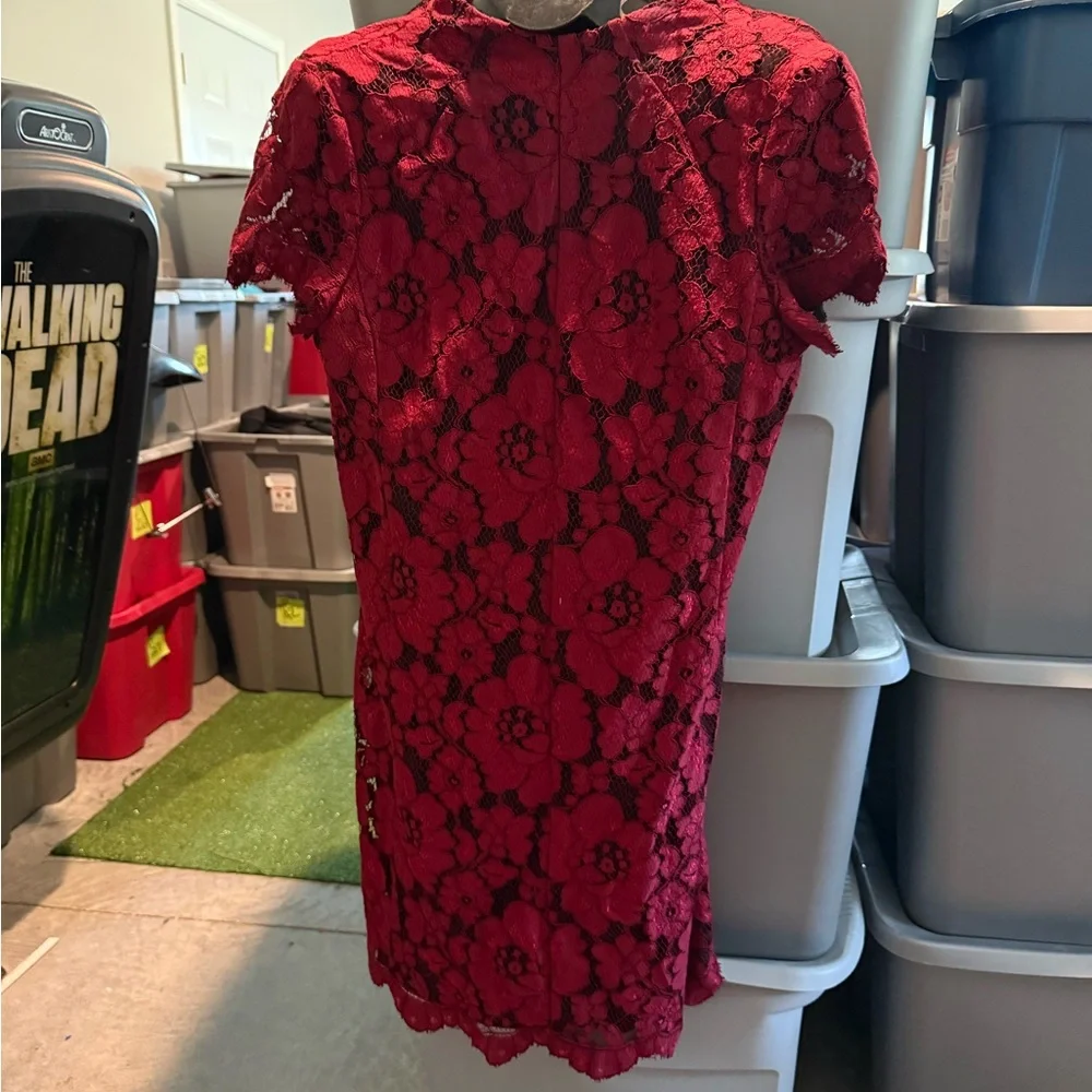 ANTONIO MELANI Red Lace Midi Dress - Picture 7 of 9